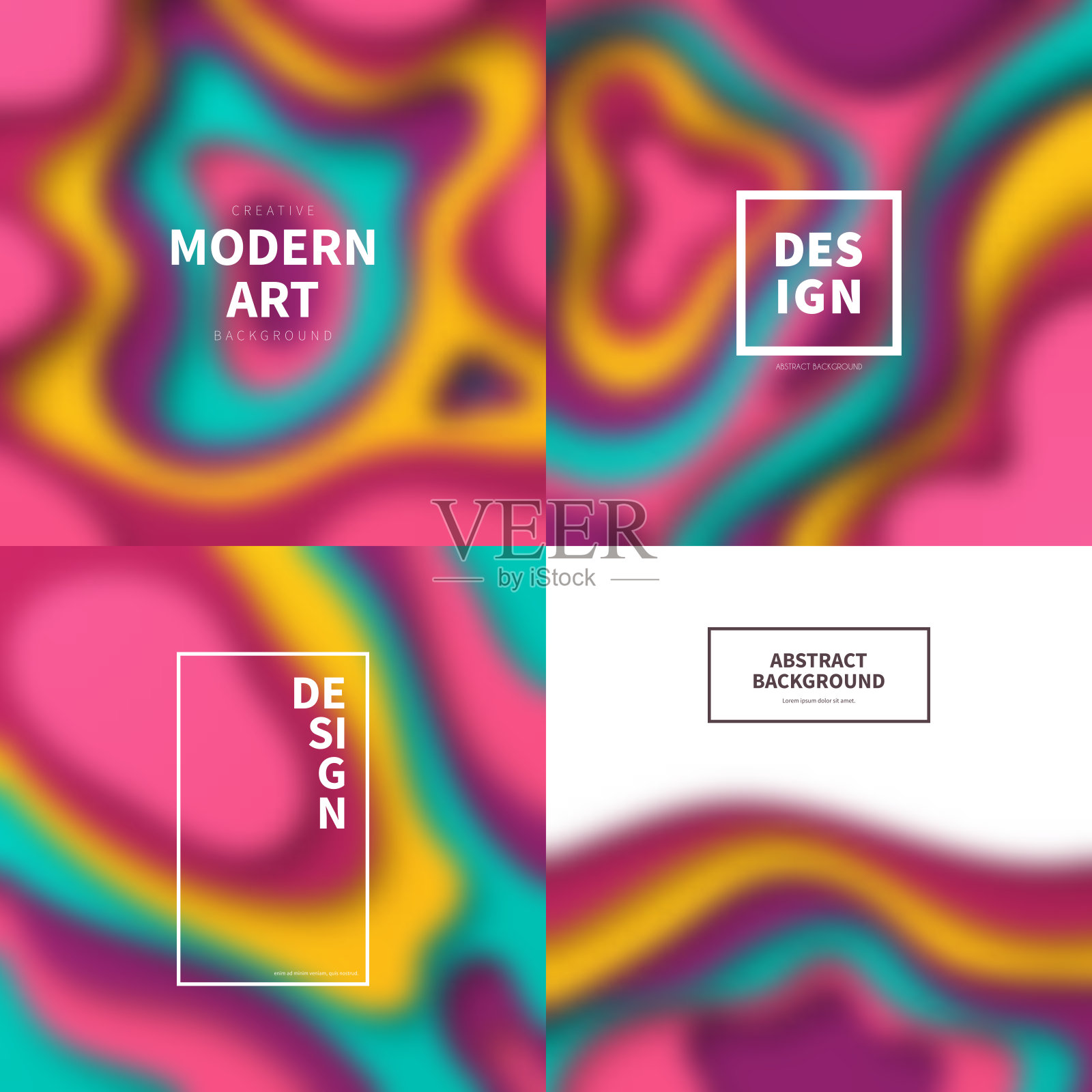 模糊背景与彩色波浪形状-抽象时尚的设计插画图片素材