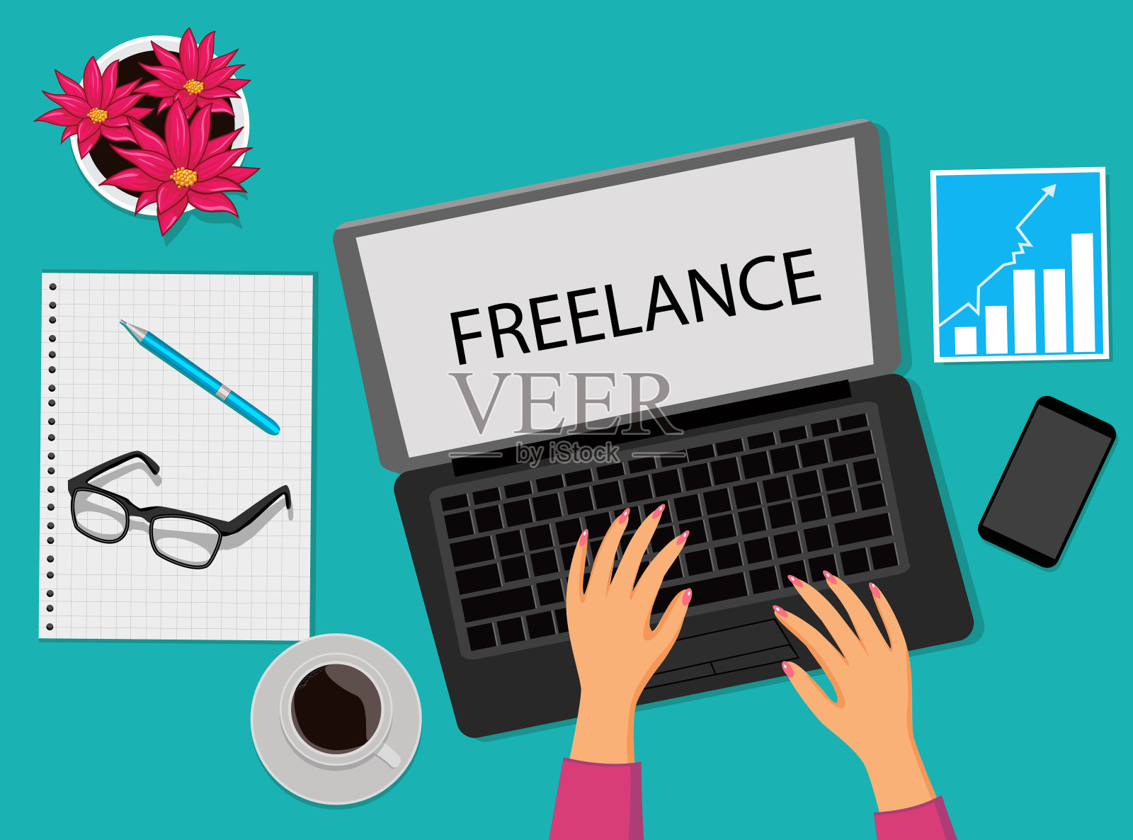 自由职业者的工作插画图片素材