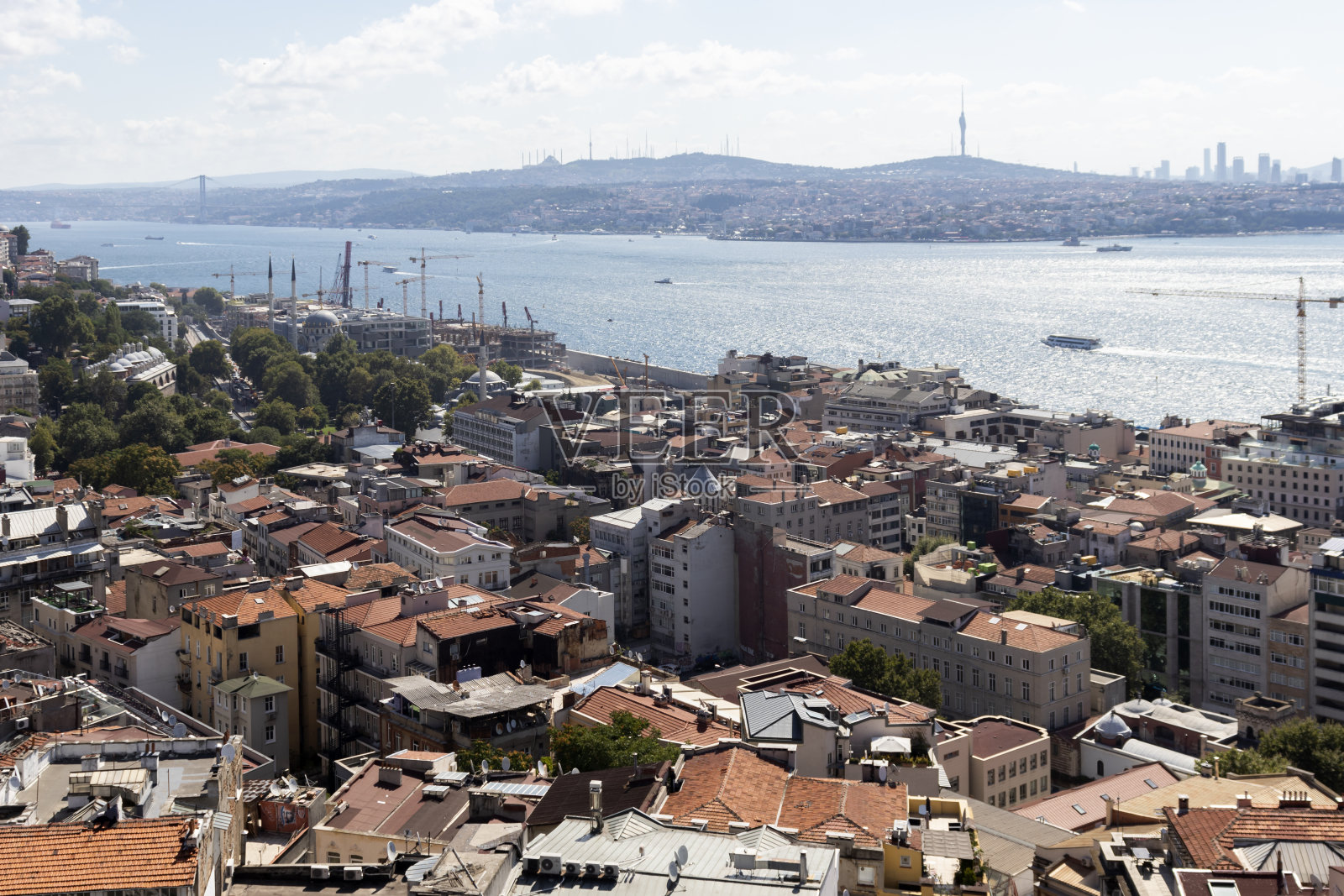 从加拉塔到伊斯坦布尔的全景图，土耳其照片摄影图片