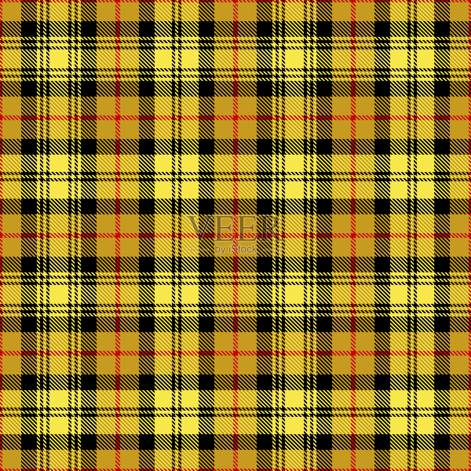 黄黑和红苏格兰格子花格纺织图案插画图片素材