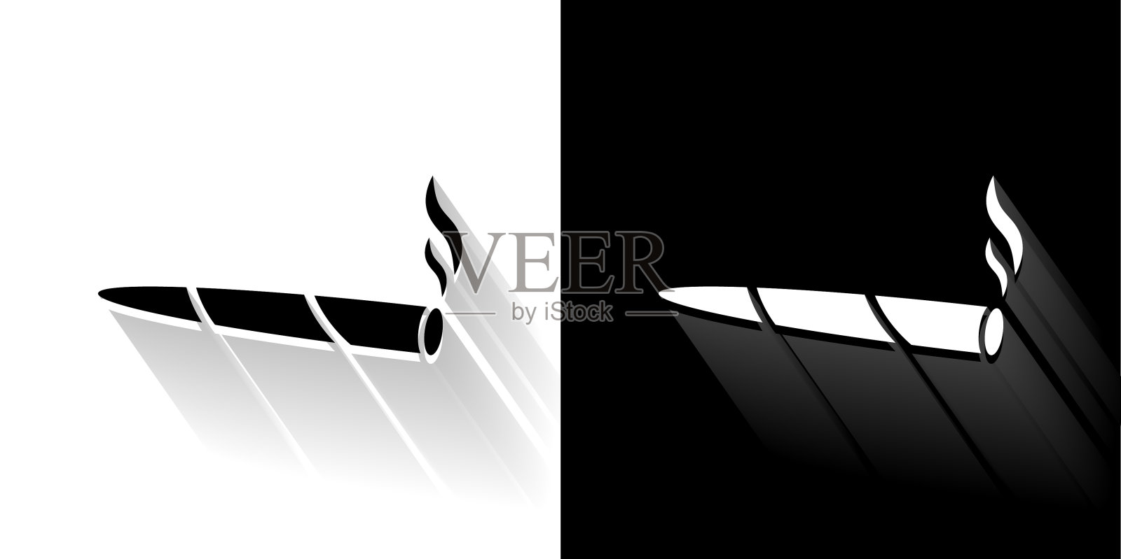 大麻黑色和白色与长影子图标插画图片素材