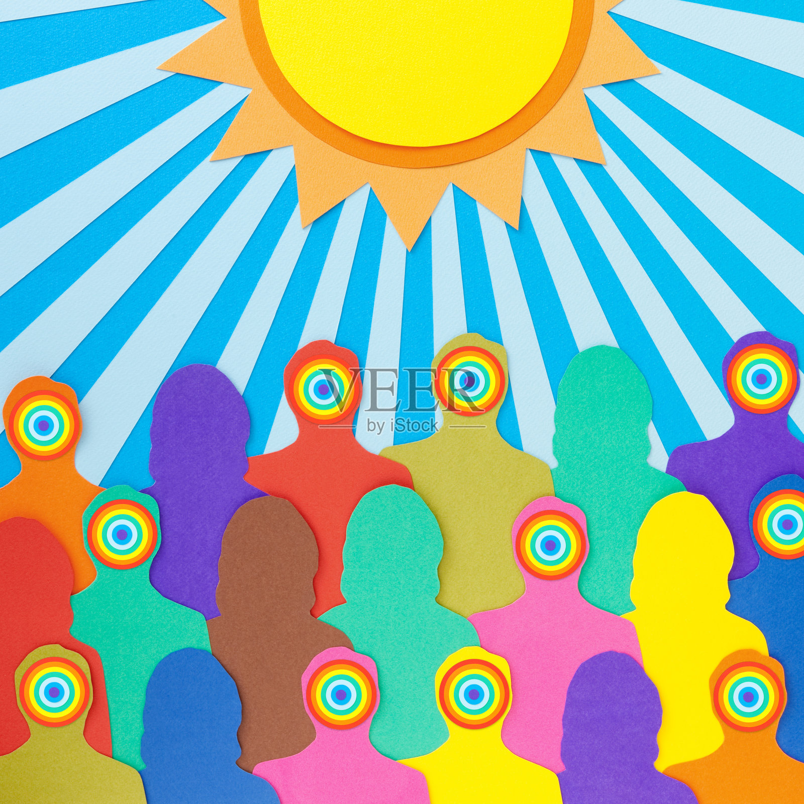 彩虹人在阳光下插画图片素材