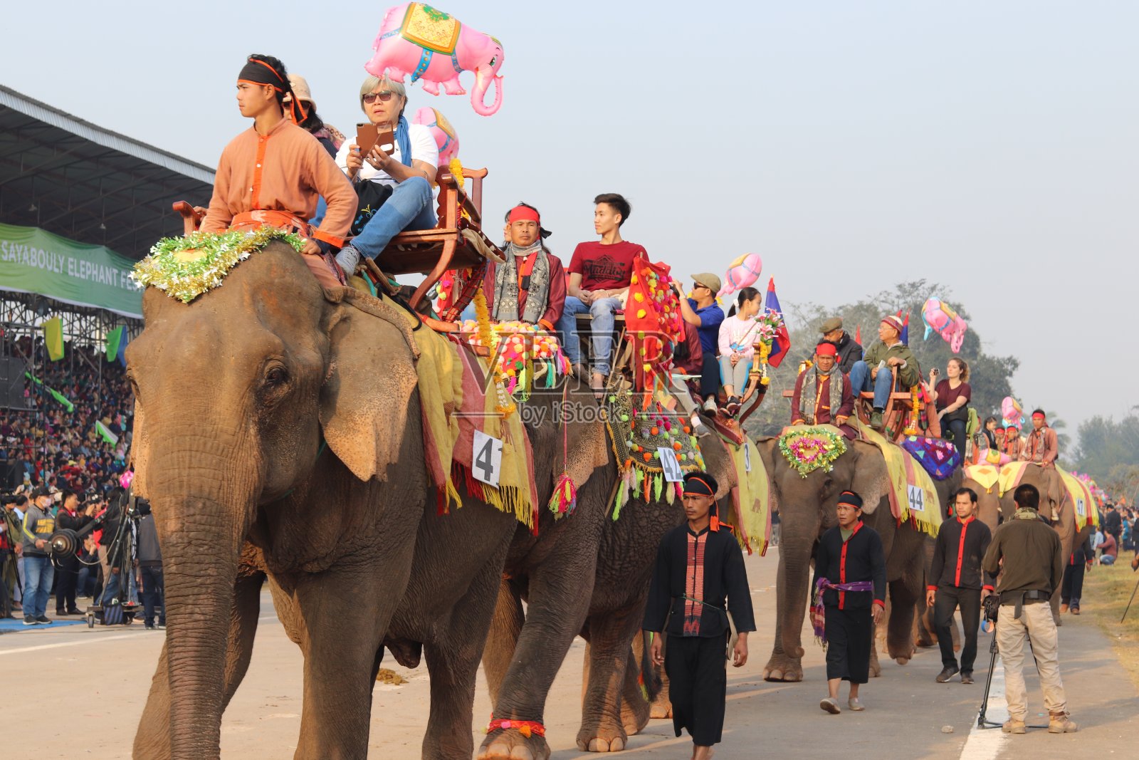 老挝萨耶布里省的大象节照片摄影图片