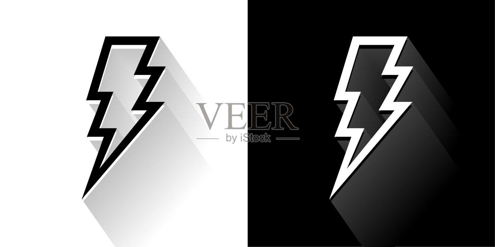 闪电箭黑白长影图标插画图片素材