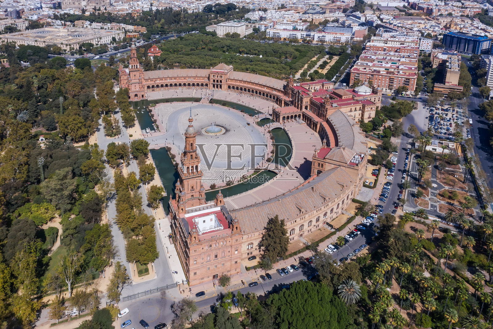 西班牙塞维利亚广场的鸟瞰图照片摄影图片