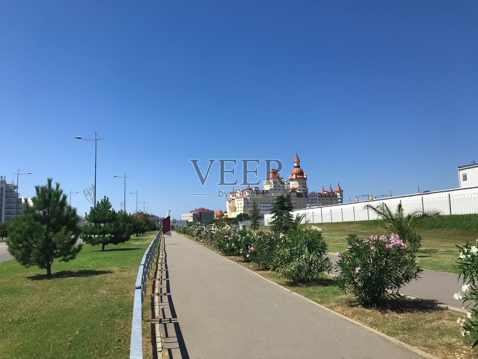 俄罗斯索契阿德勒市鲜花大道街景照片摄影图片