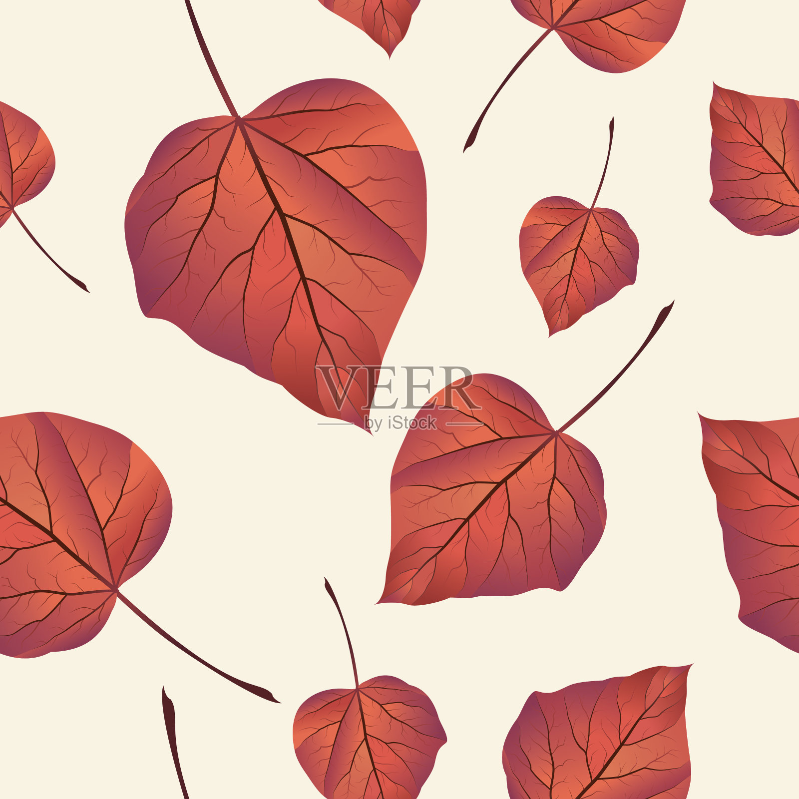 无缝杨树叶图案插画图片素材