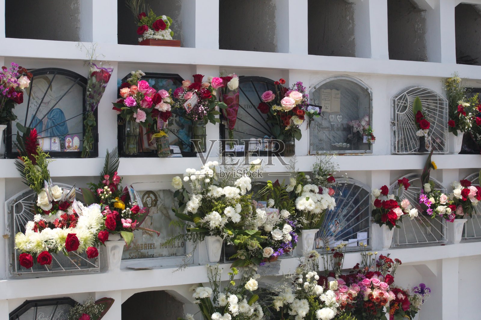 亡灵节那天的墓地照片摄影图片