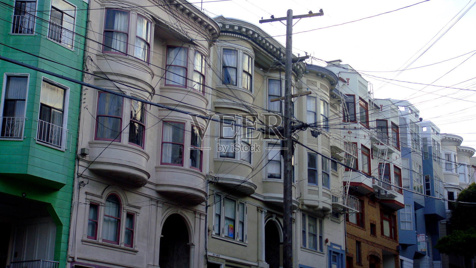 旧金山维多利亚风格的房子照片摄影图片