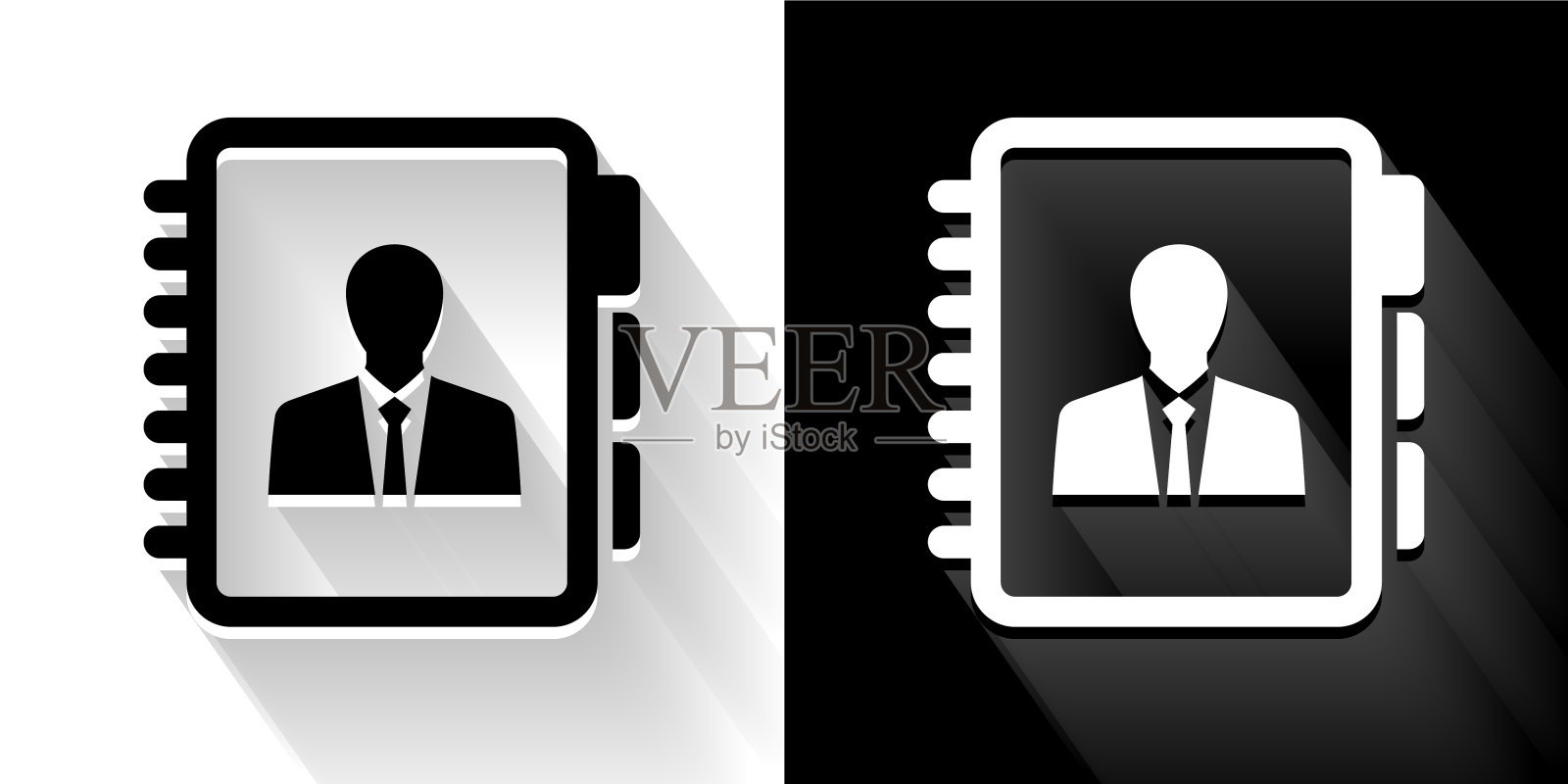 联系信息黑色和白色图标与长影子插画图片素材