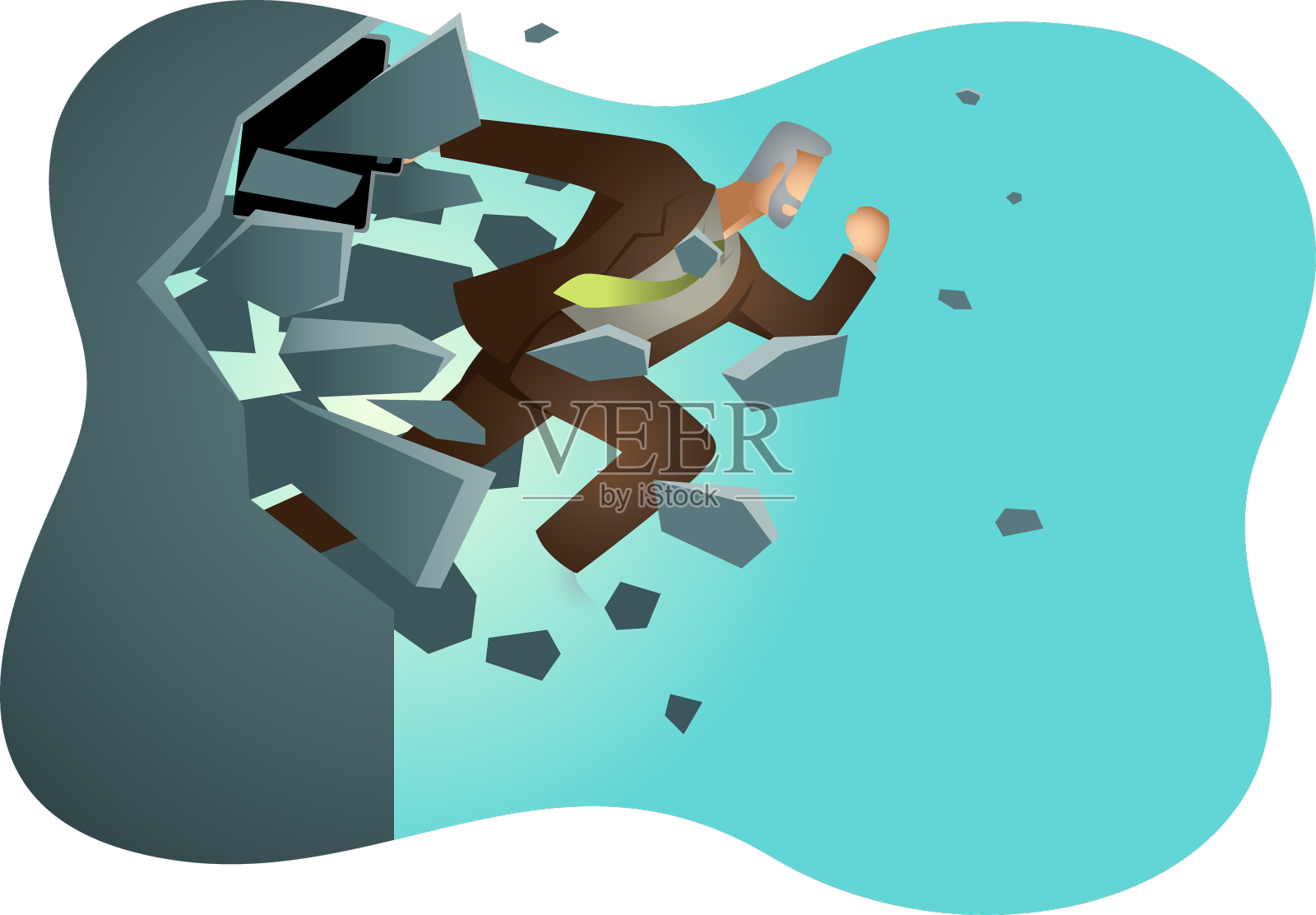 商人跳破墙设计元素图片