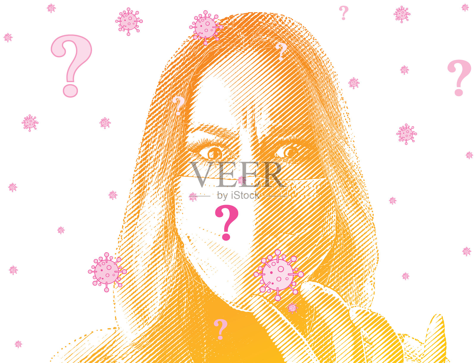 妇女对COVID-19的经济影响感到焦虑插画图片素材