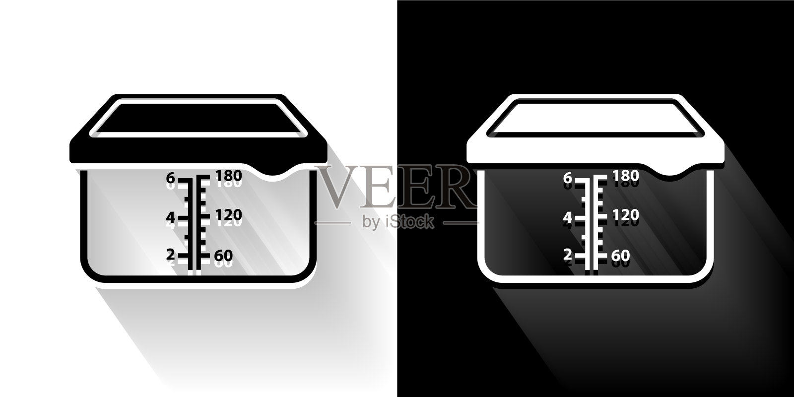 带有长阴影的容器黑白图标插画图片素材
