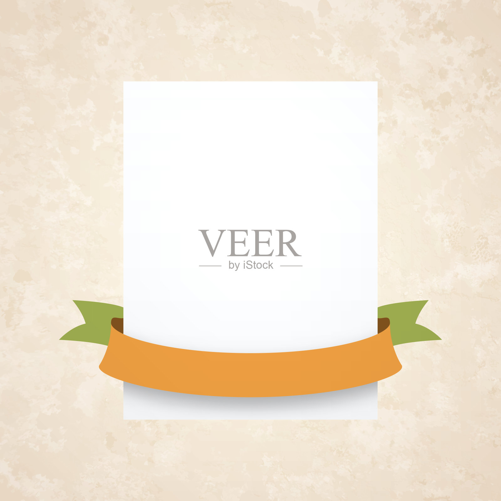 彩色复古丝带，在空白白色标签-设计元素插画图片素材