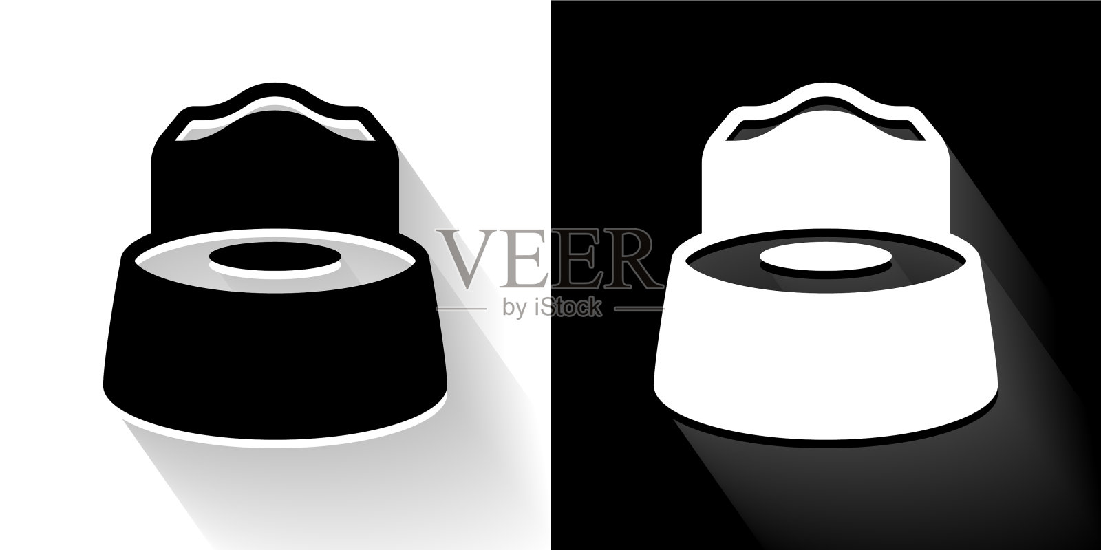 黑色和白色马桶椅与长影子图标插画图片素材