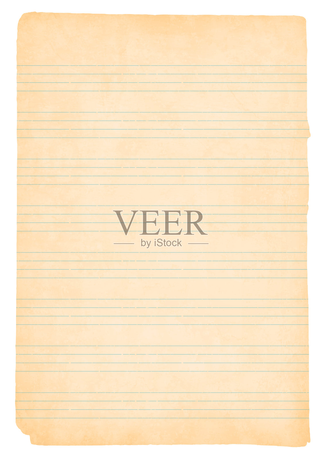 一个垂直矢量插图的空白米色四行页从一个旧的撕破的记事本插画图片素材