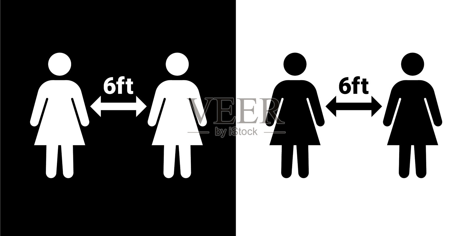 社交距离两人图标插画图片素材