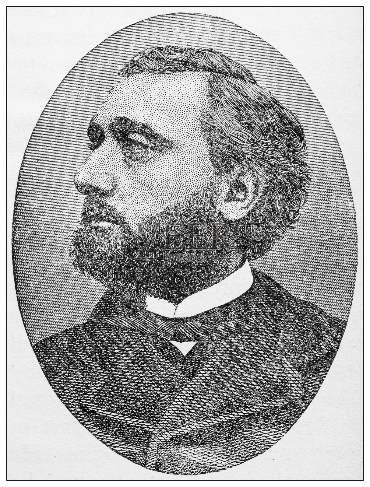 古董插图的重要人物的过去:里昂甘贝塔插画图片素材