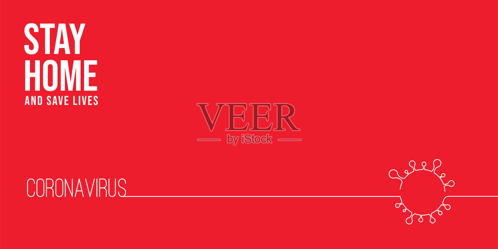 呆在家里的概念。冠状病毒暴发流感作为危险流感毒株病例作为大流行概念横幅平面风格插图，新冠病毒库存插图库存插图设计模板素材