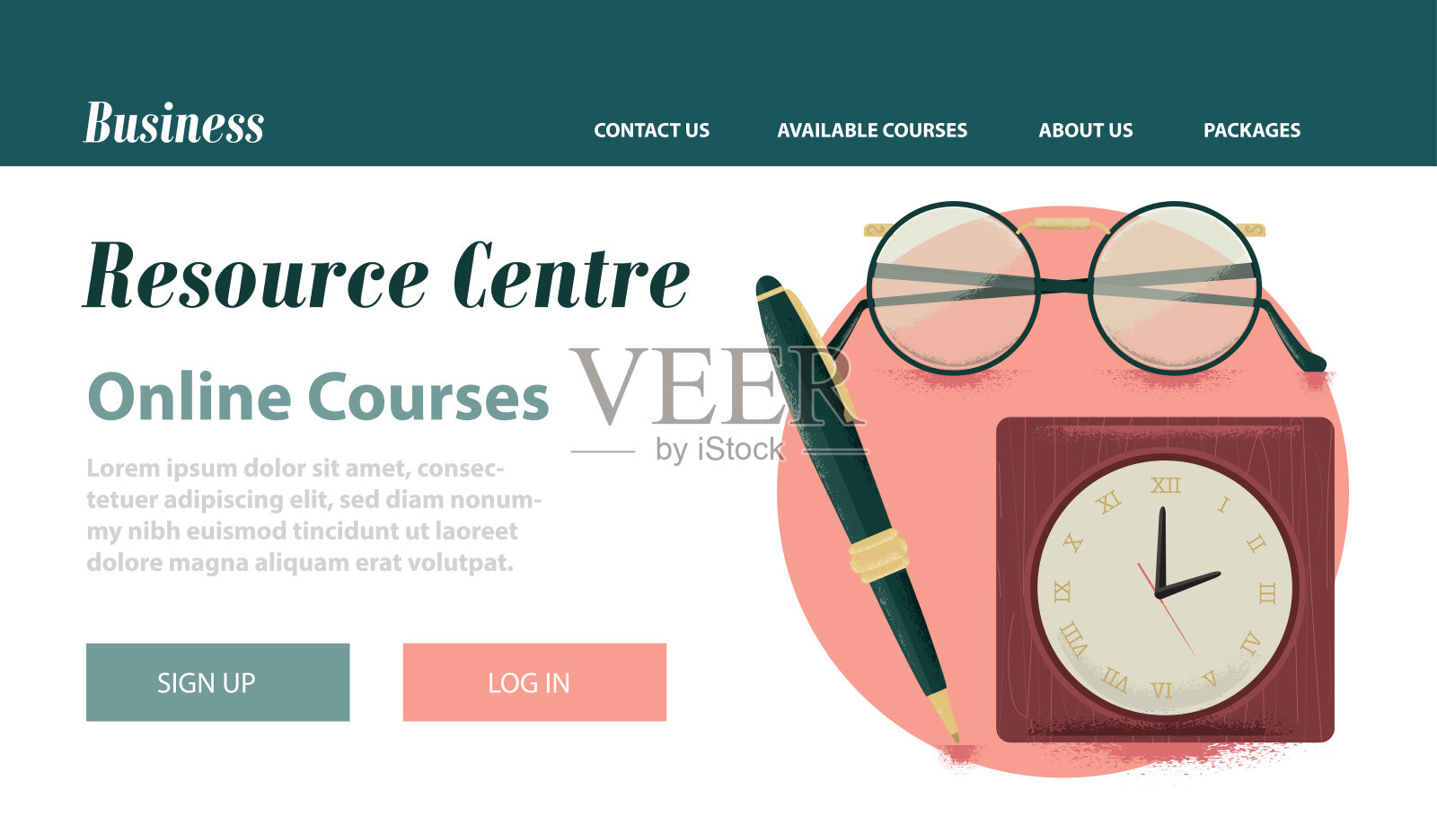 网页横幅设计模板-业务资源中心插画图片素材