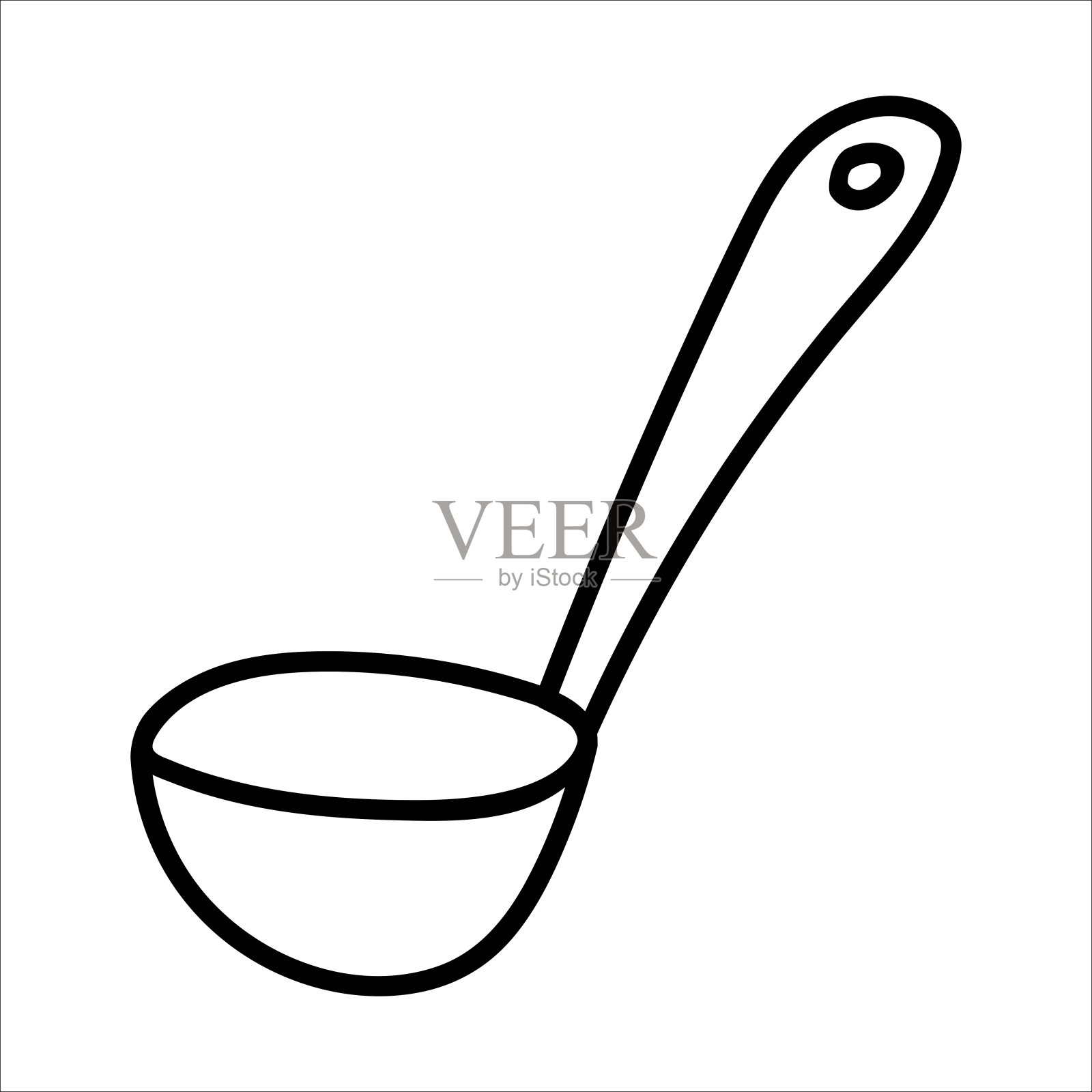 厨房勺子矢量涂鸦手绘插图孤立的白色插画图片素材