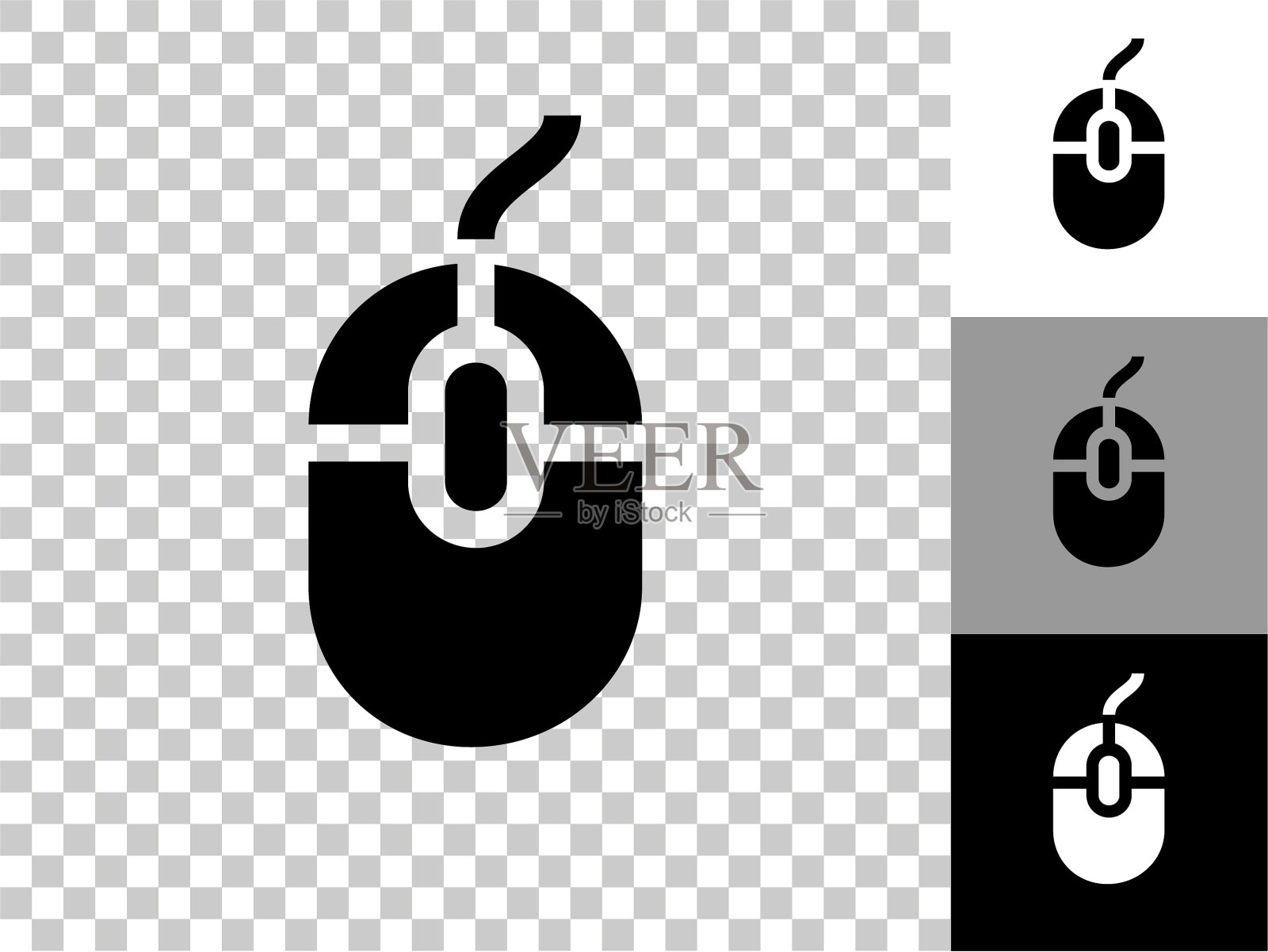 电脑鼠标图标在棋盘上透明的背景插画图片素材