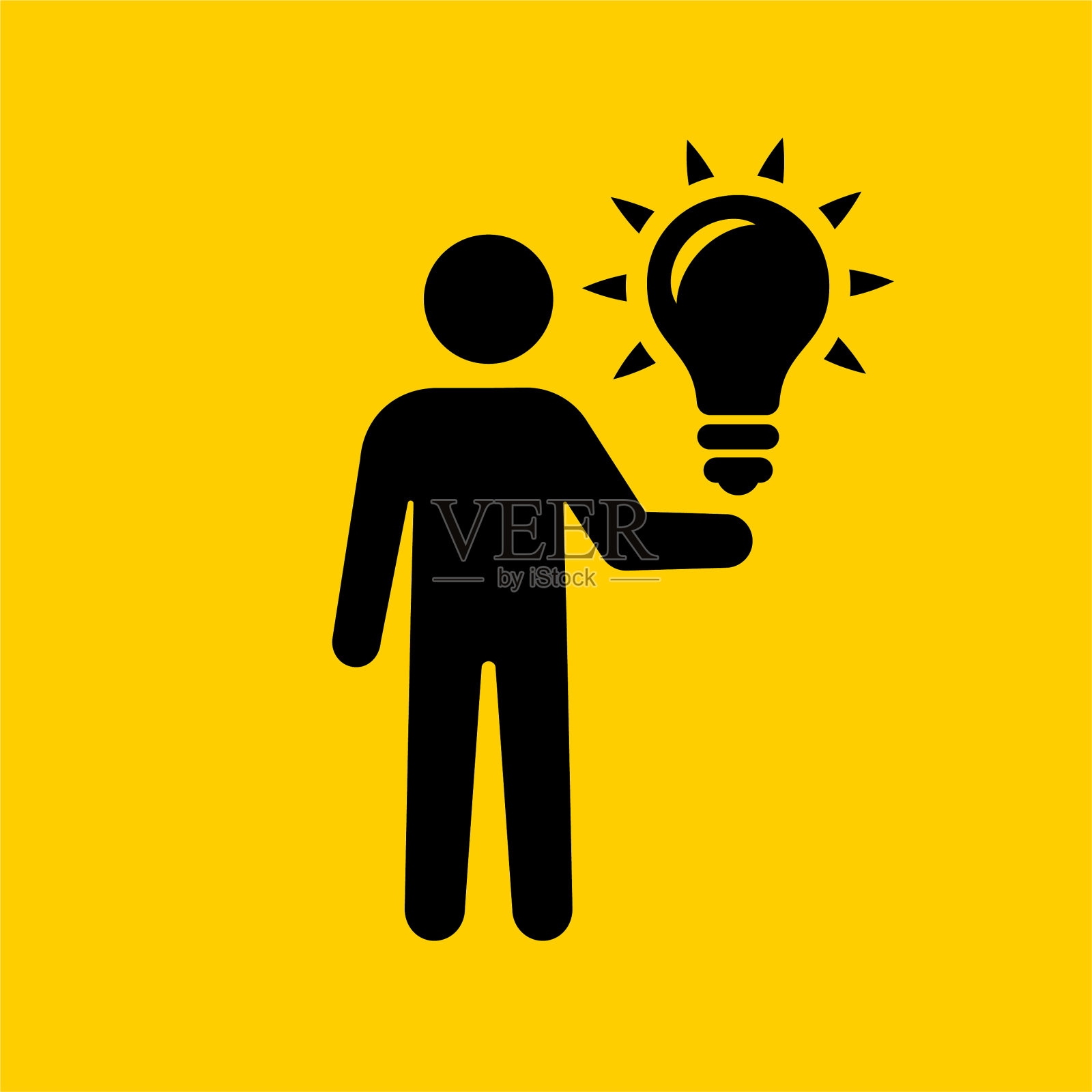 有灯泡创意图标的人插画图片素材