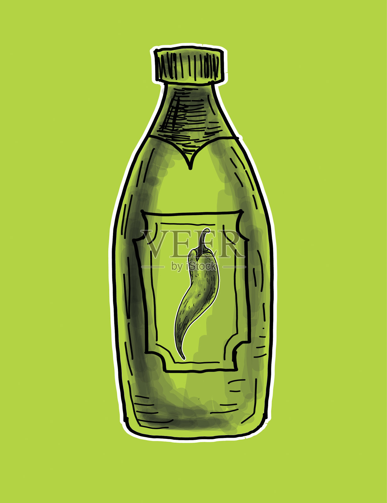 手绘热酱瓶插画图片素材