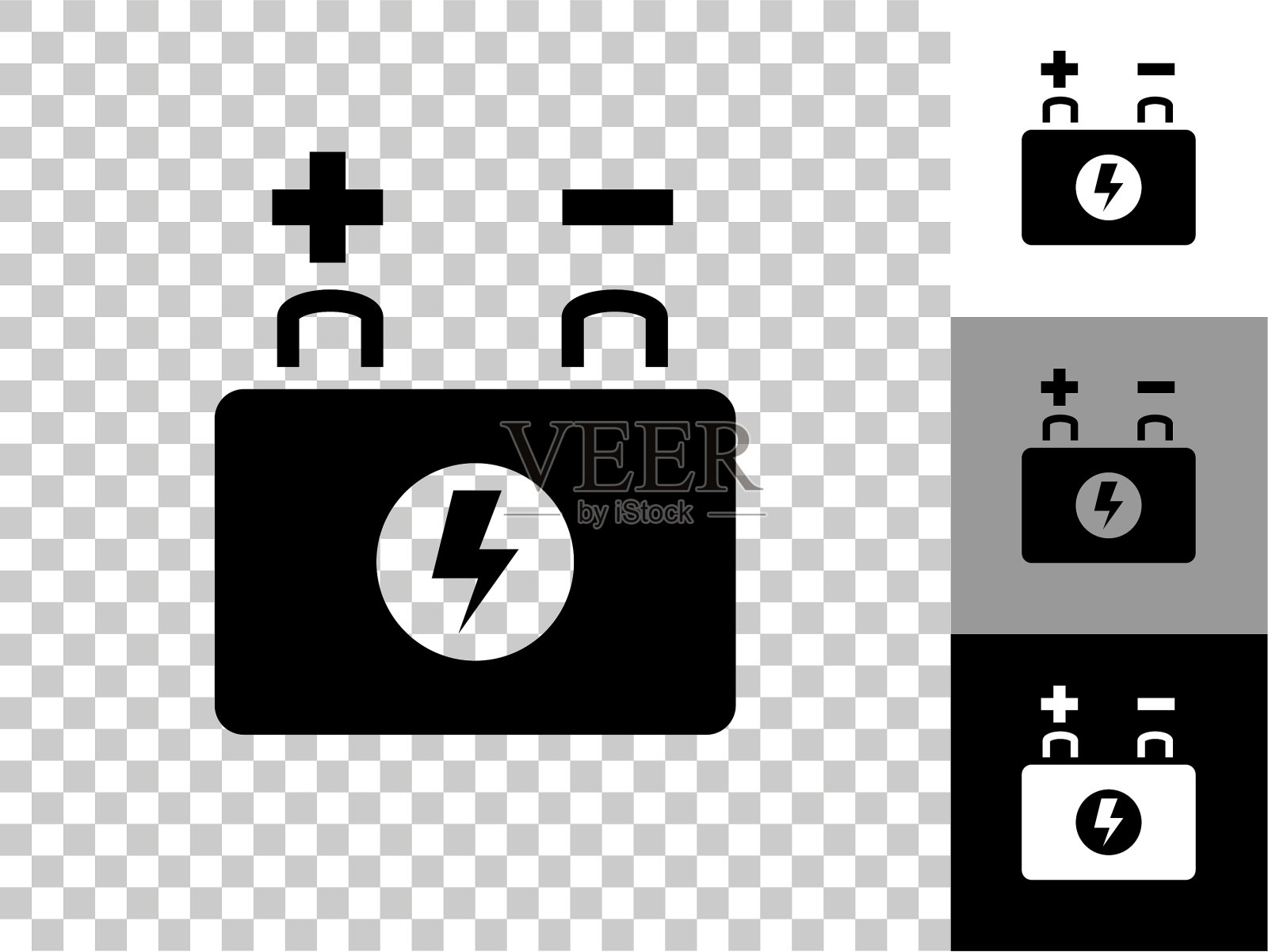 汽车电池图标在棋盘上透明的背景插画图片素材