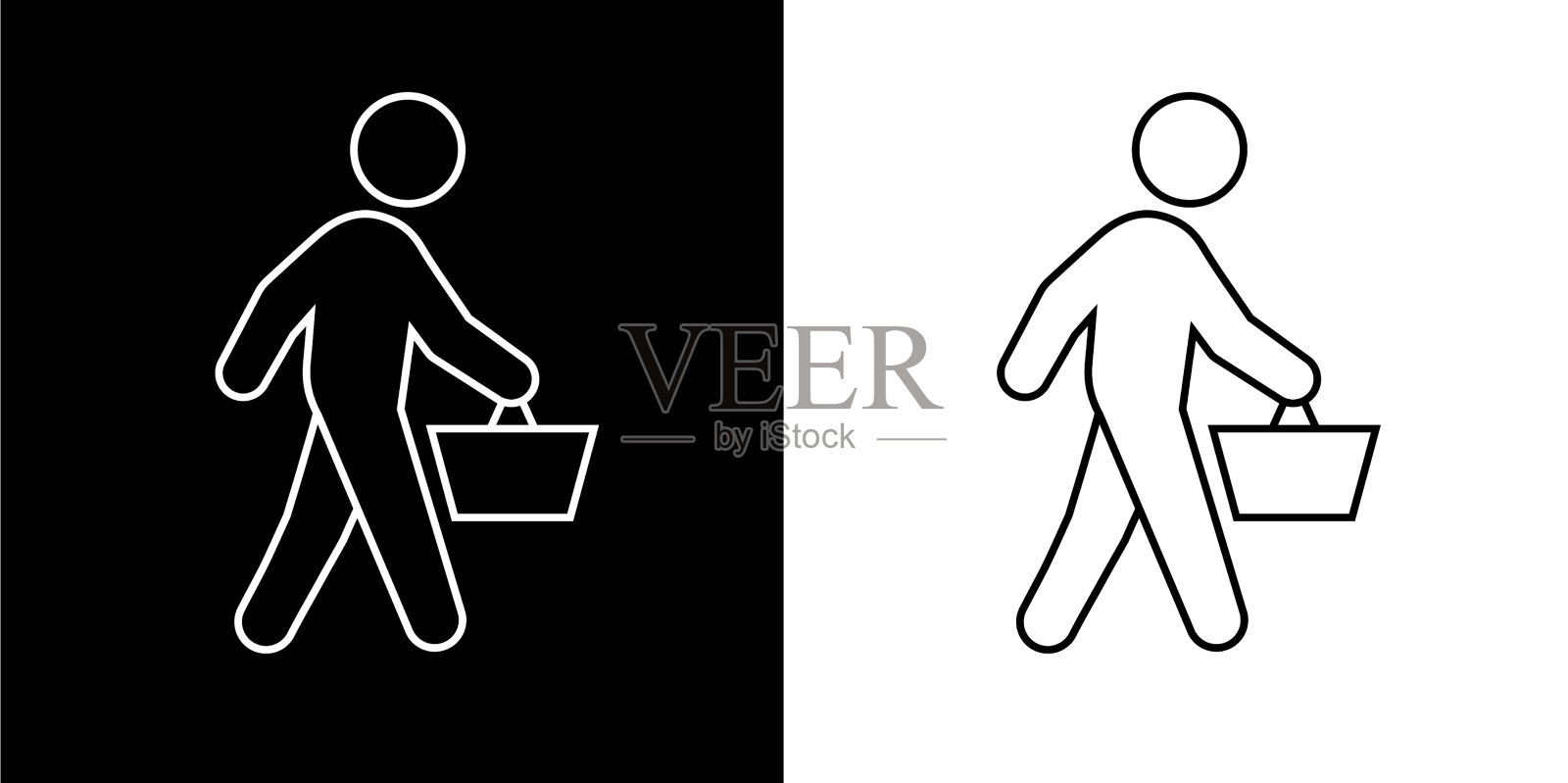 一个带着购物篮图标的男人设计元素图片