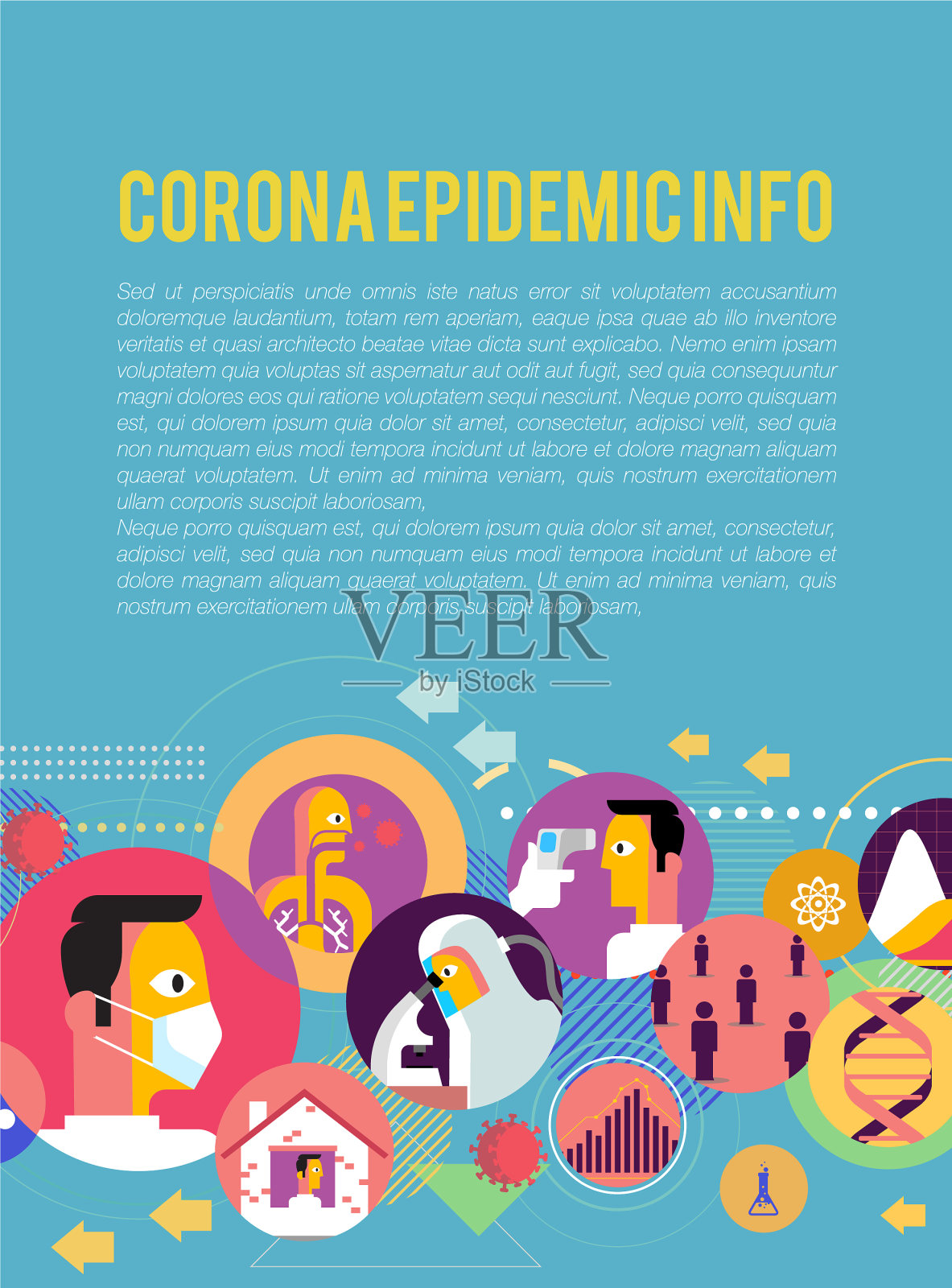 预防冠状病毒流行症状插画图片素材