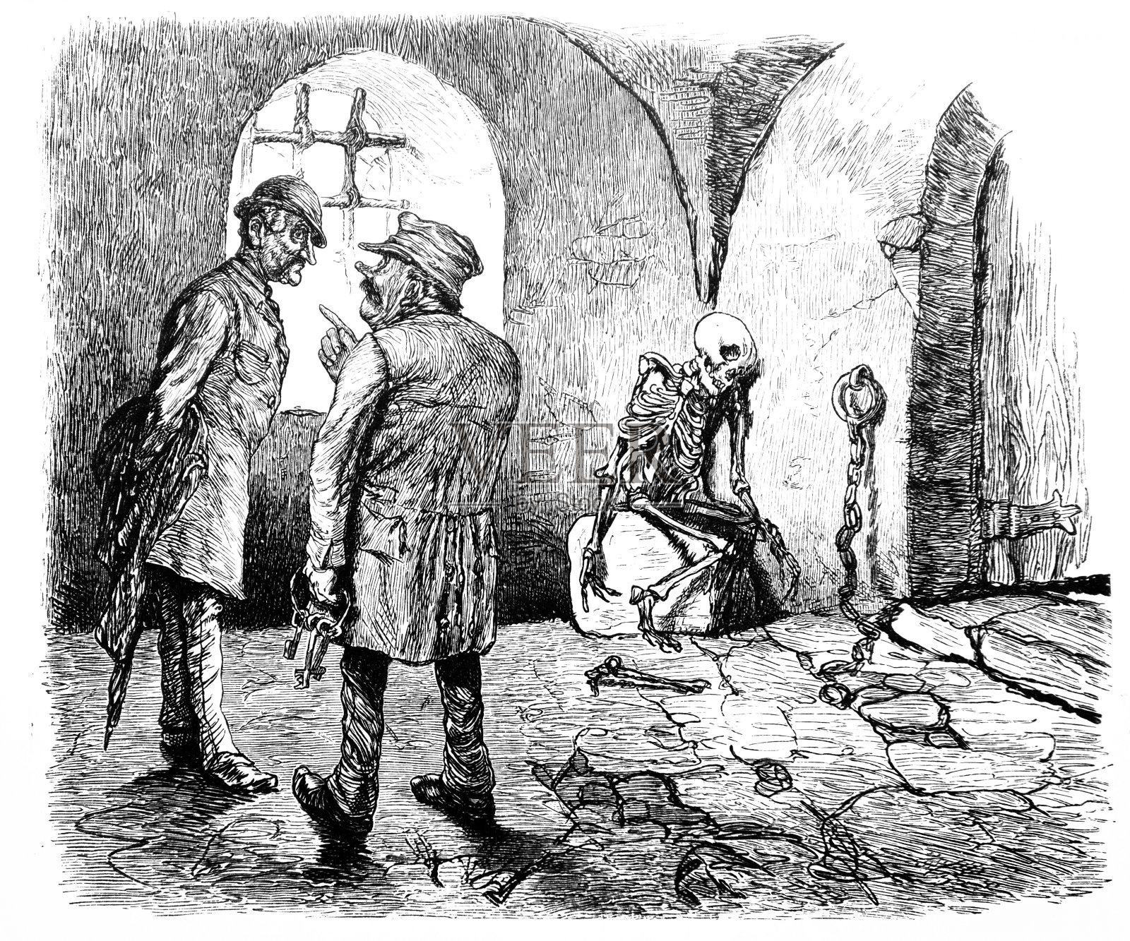 一个被遗忘的囚犯的骨架插画图片素材