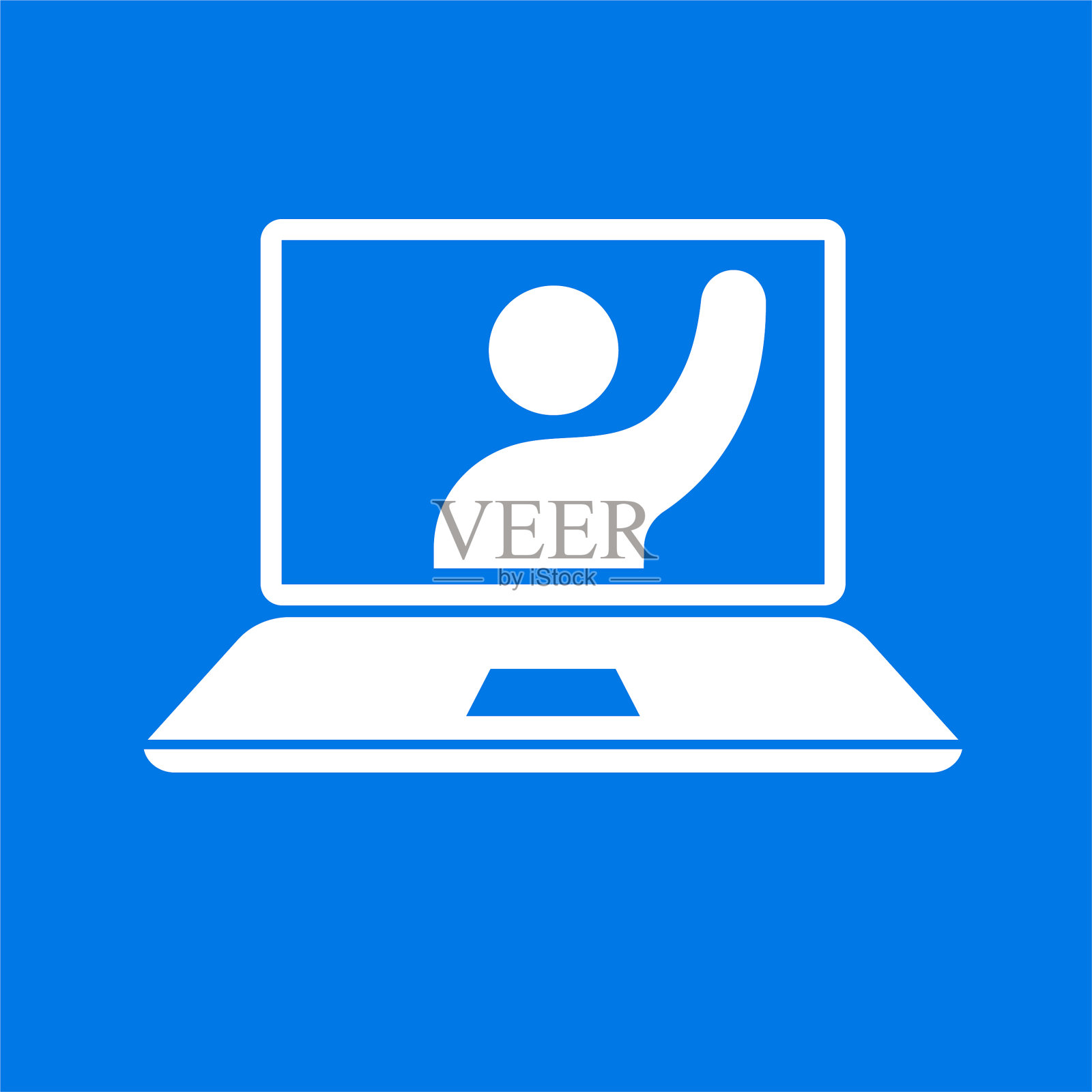 带有视频聊天图标的笔记本电脑插画图片素材