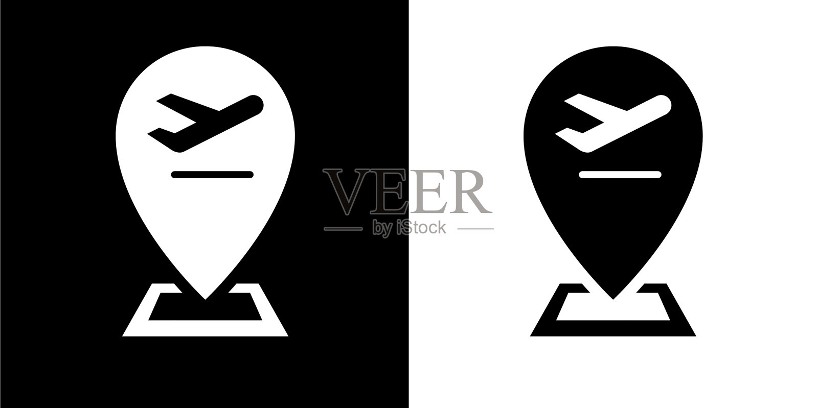 机场飞机地图指针图标插画图片素材