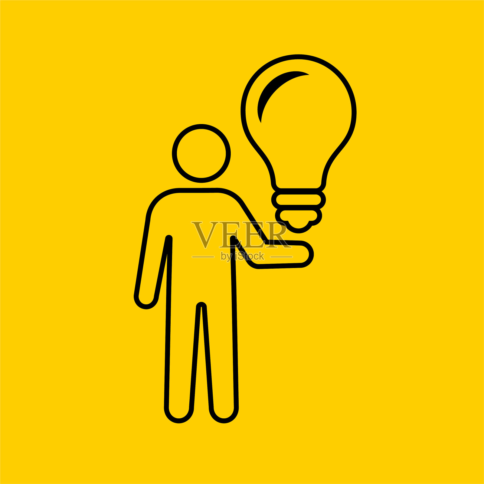 有灯泡创意图标的人设计元素图片