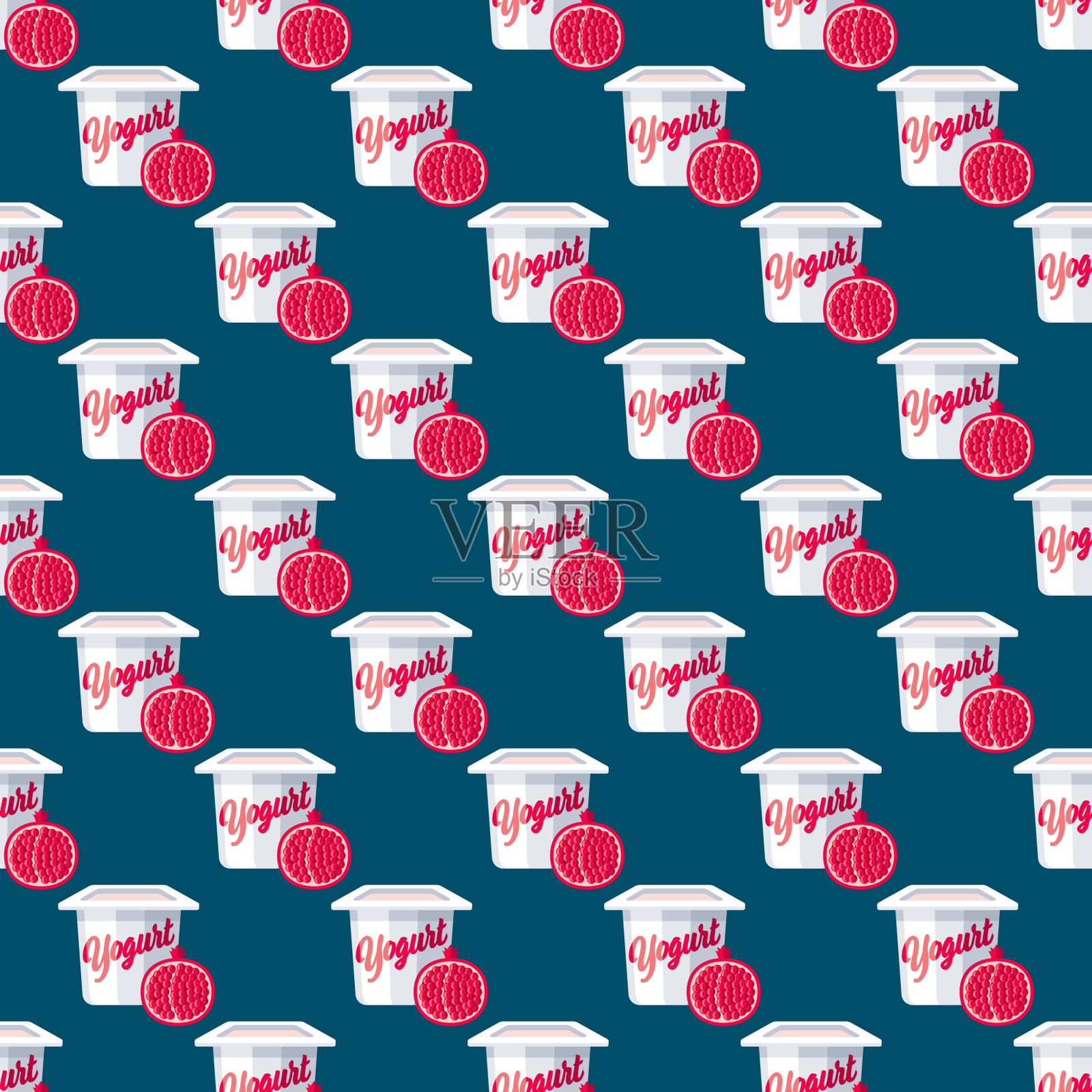 石榴酸奶模式插画图片素材