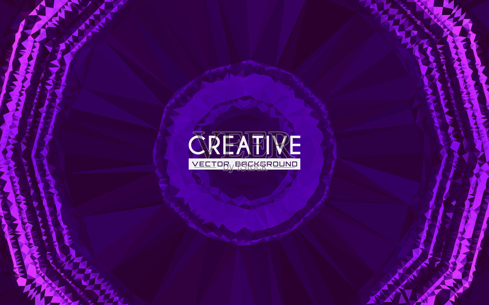 合成波风格的紫色和粉红色的黑圈抽象艺术背景插画图片素材