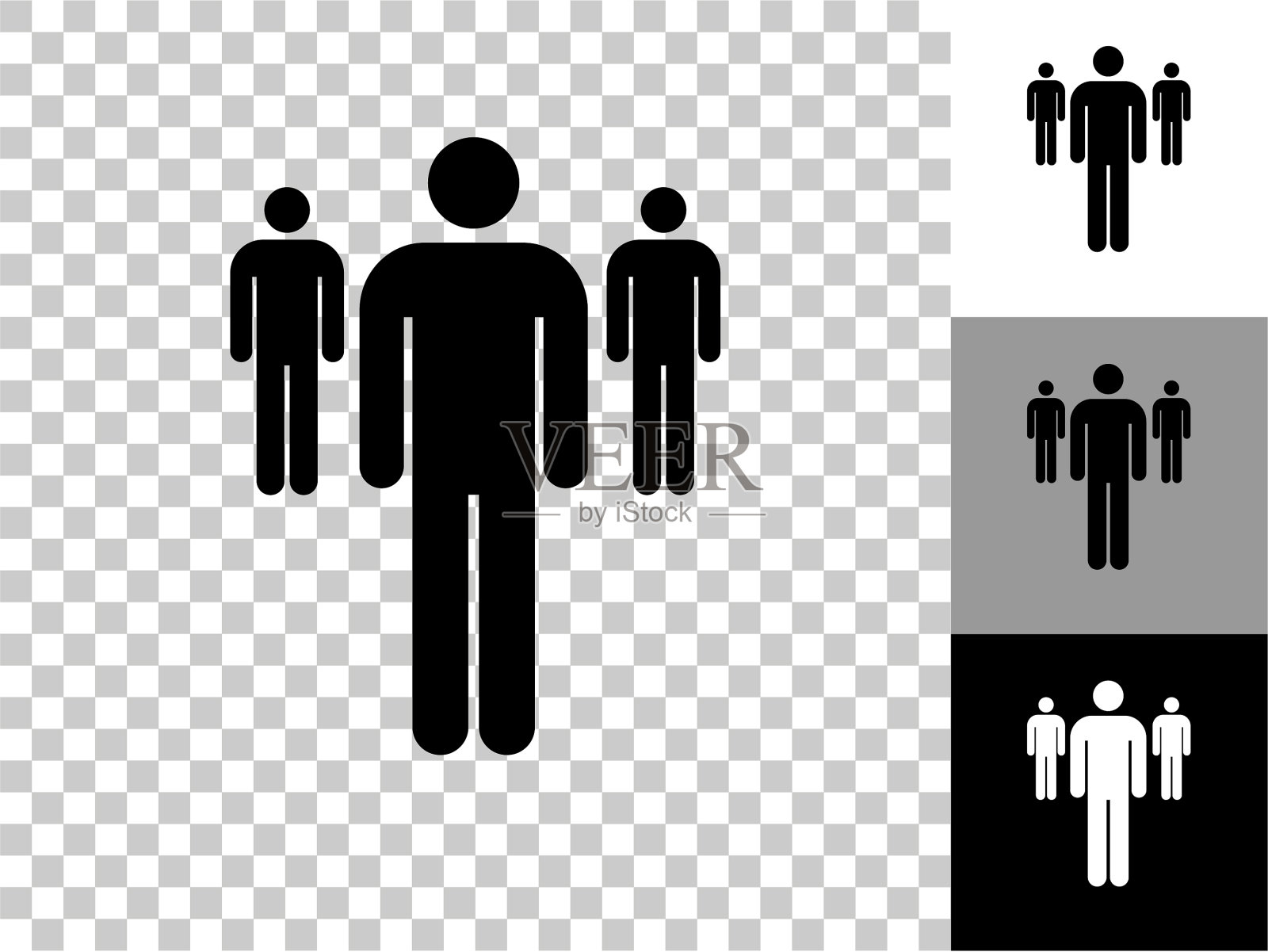 小组棒状人物图标在棋盘透明的背景插画图片素材