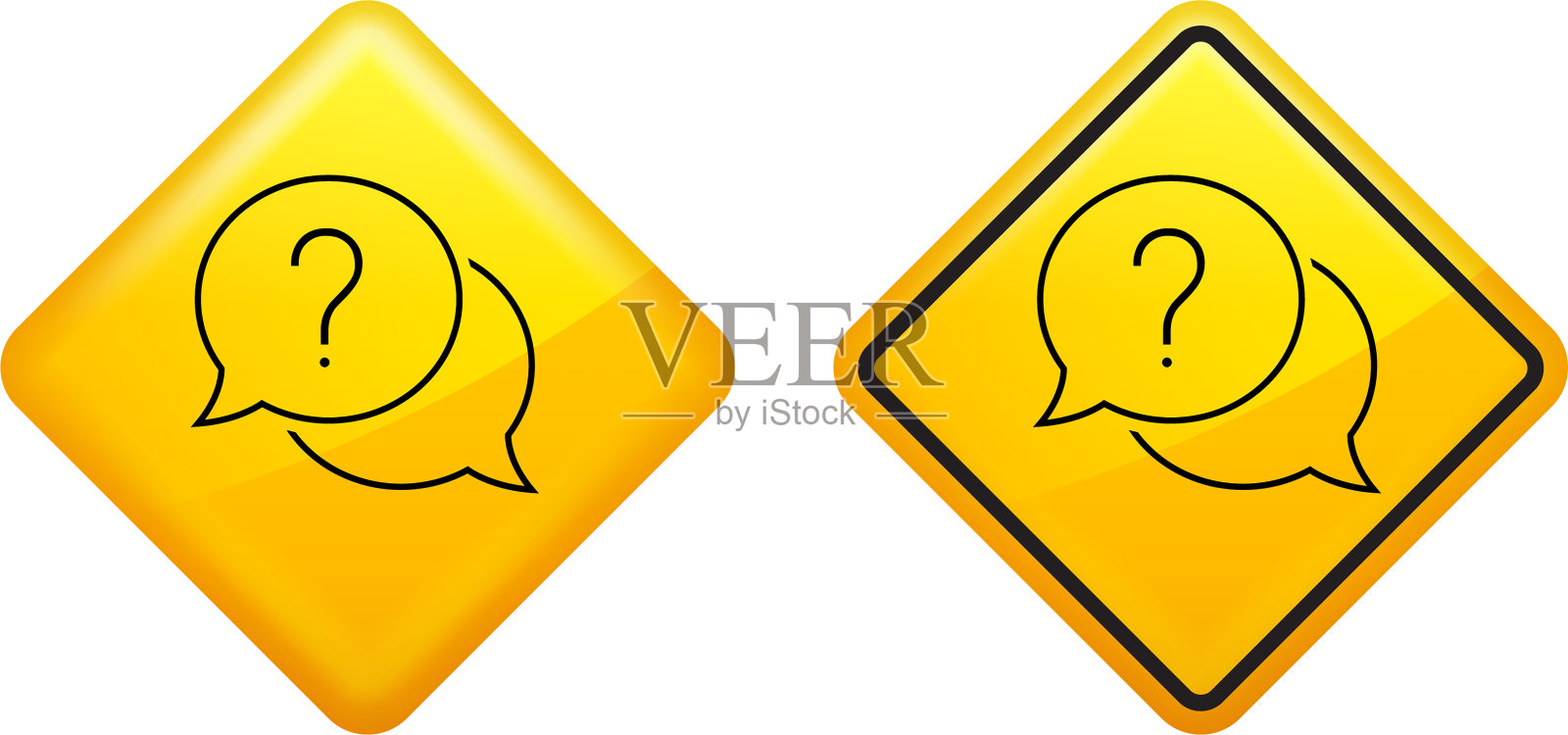 聊天气泡与问号图标插画图片素材