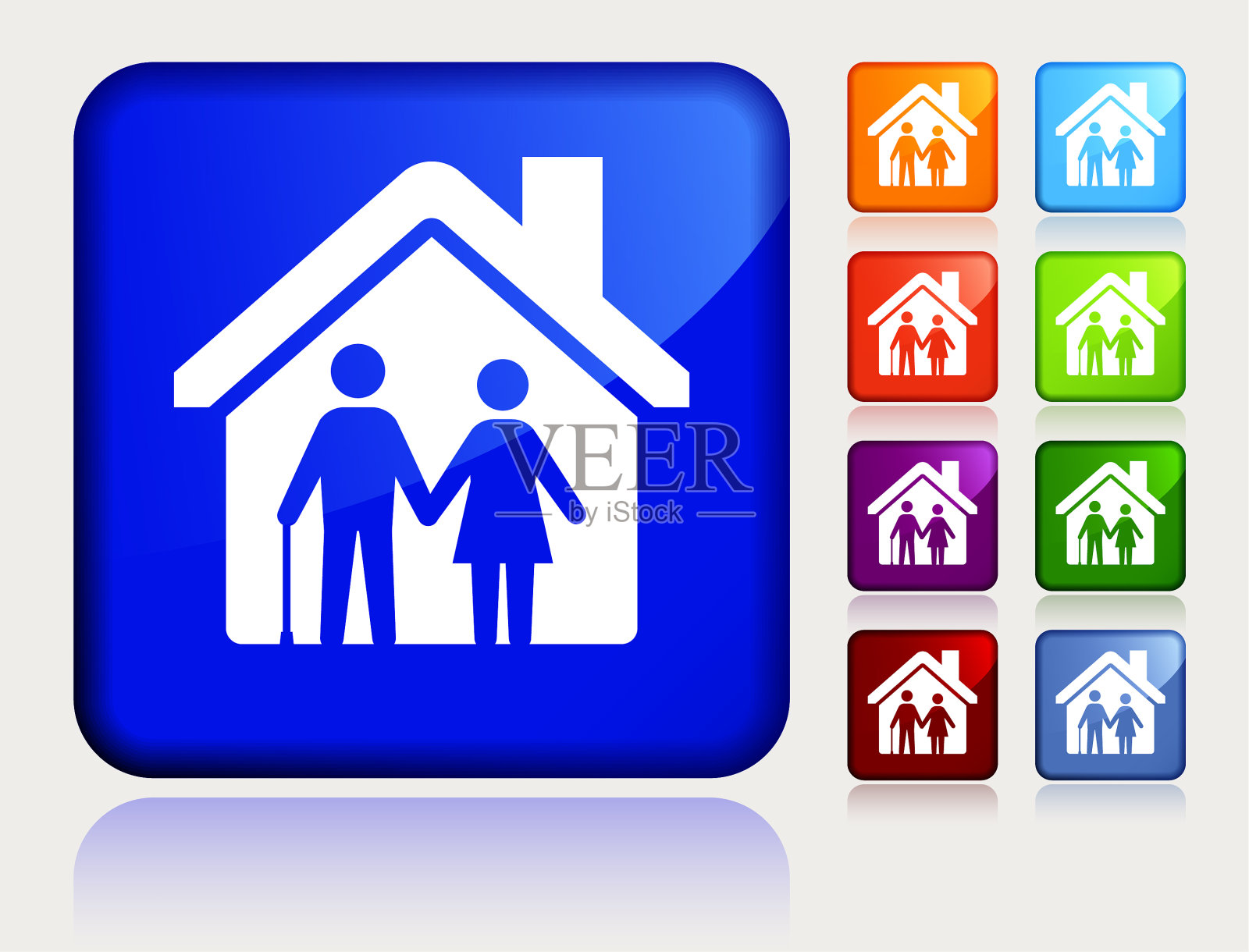 孤独的老人们在房子的图标插画图片素材