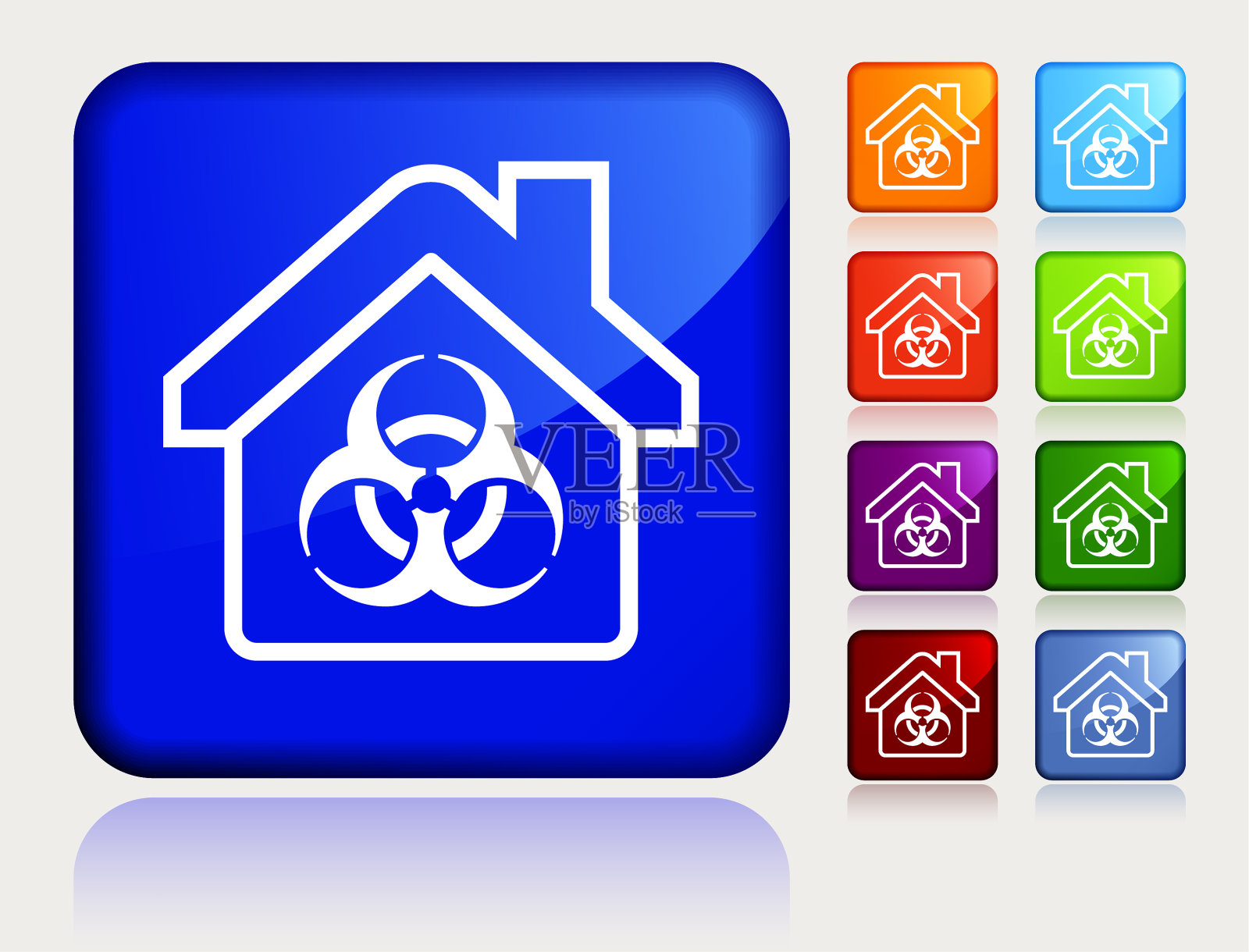 被感染的房子有生物危险标志图标插画图片素材