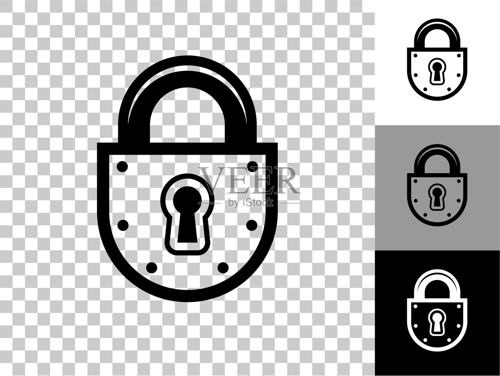 安全锁定图标上的棋盘透明背景插画图片素材