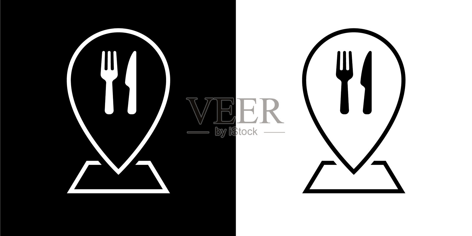 刀和叉餐厅地图指针图标插画图片素材