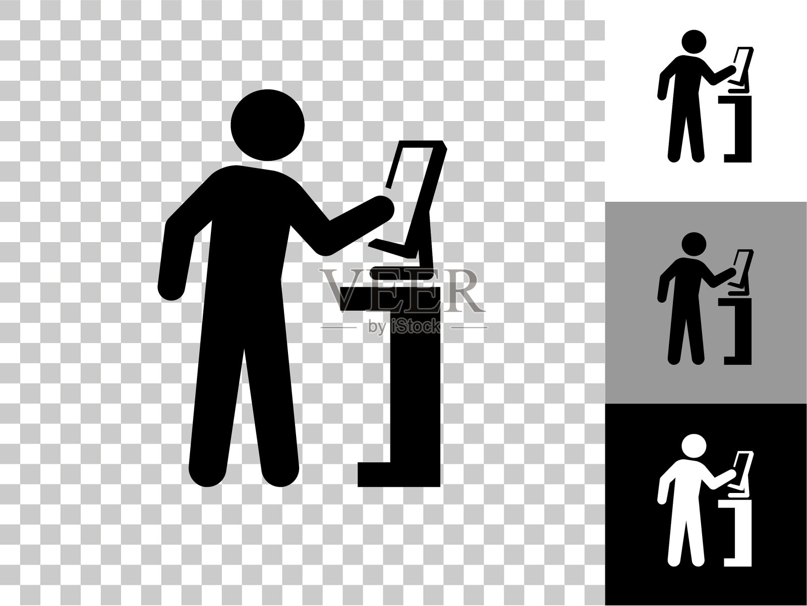 计算机用户图标在棋盘透明的背景插画图片素材