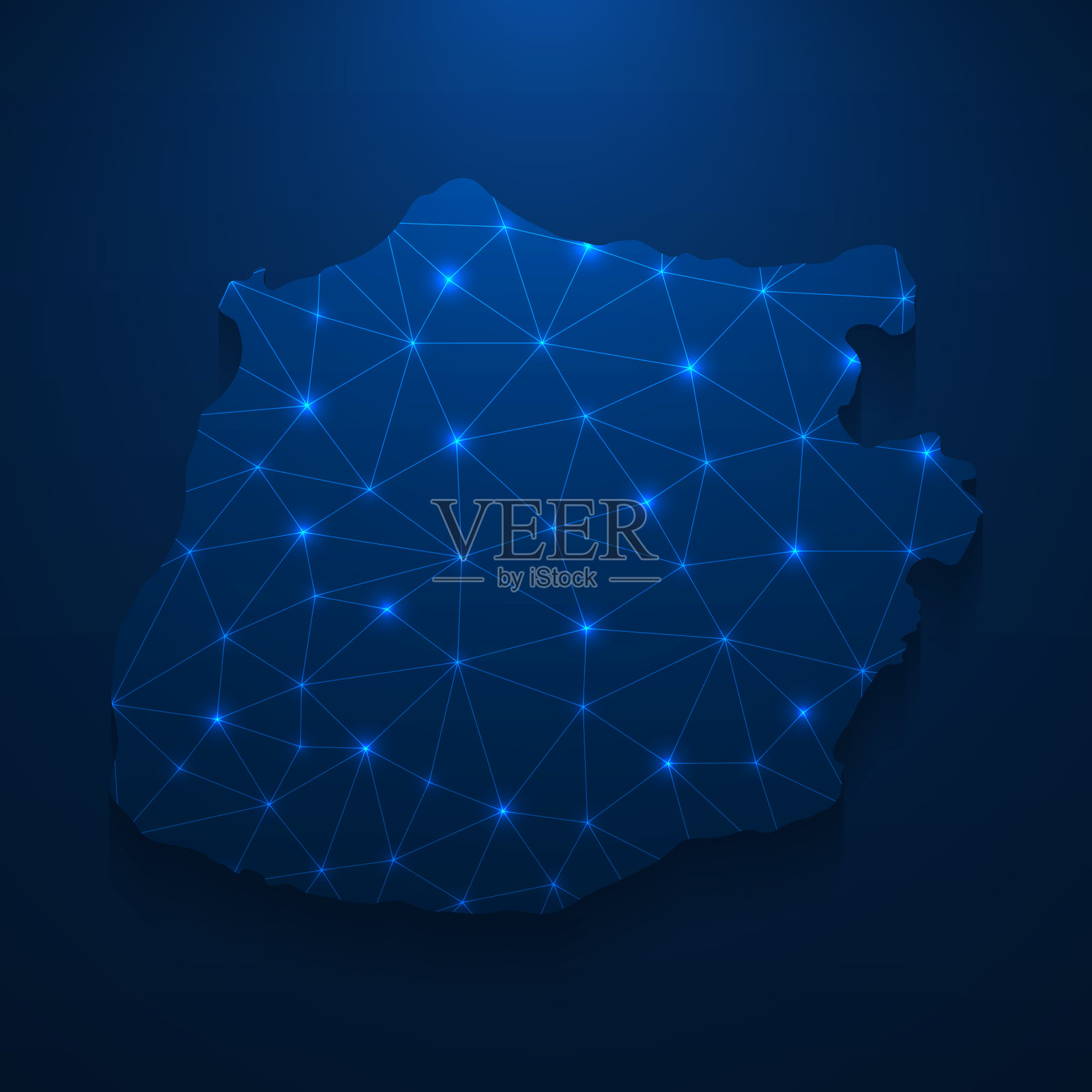 萨巴地图网络-明亮的网格在深蓝色的背景插画图片素材