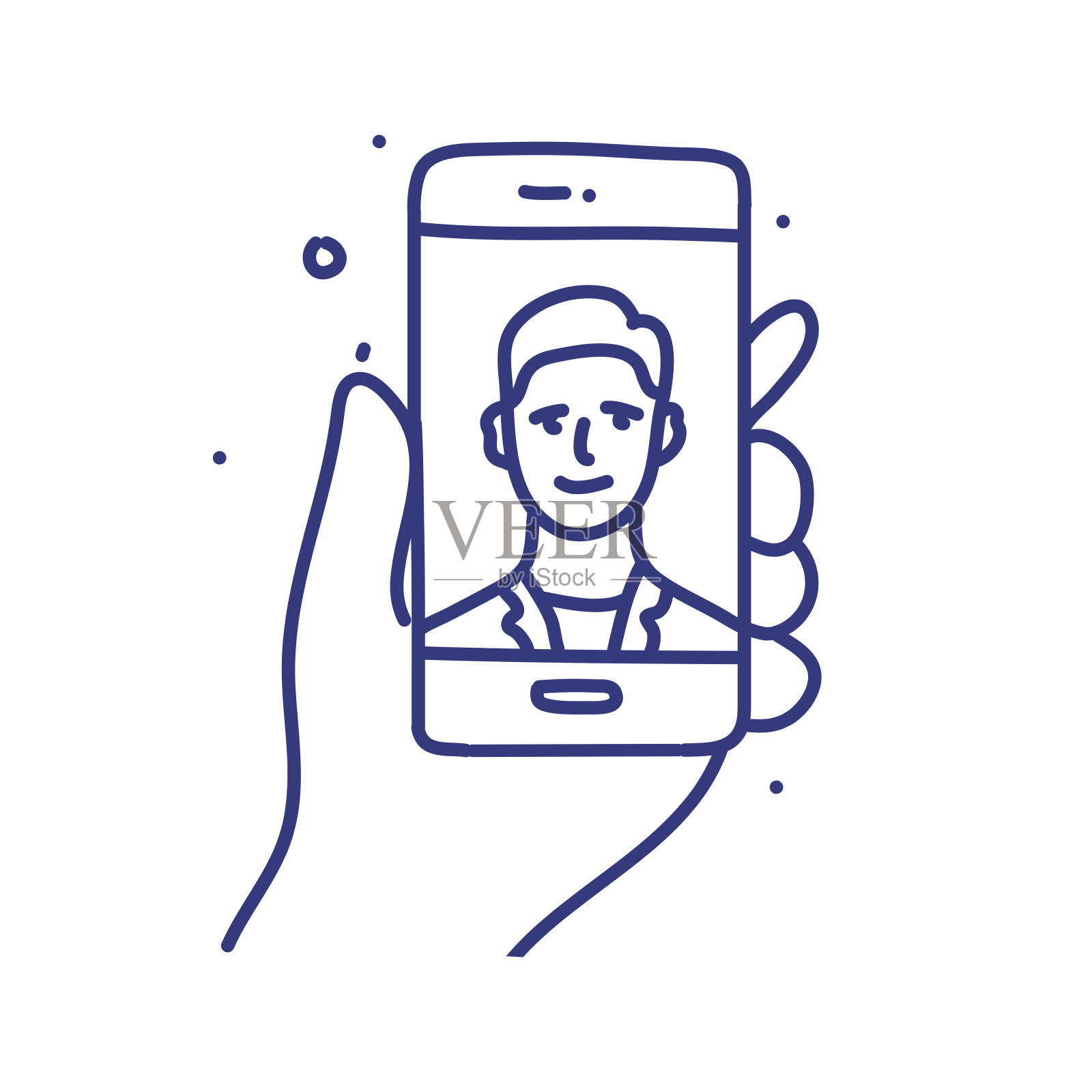 视频呼叫涂鸦矢量插图概念。手绘，线条图标。插画图片素材