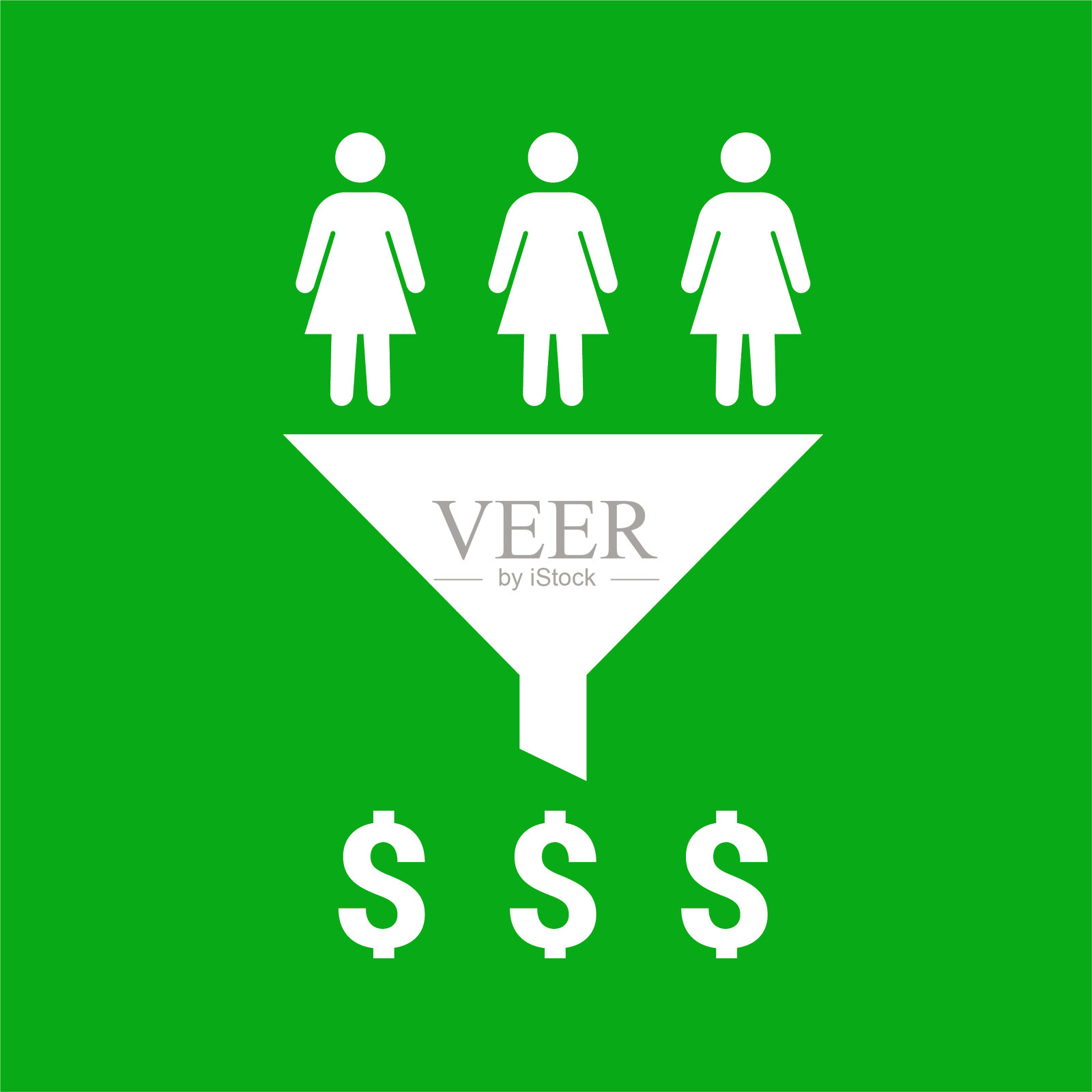 简单的漏斗与女性和美元标志图标插画图片素材