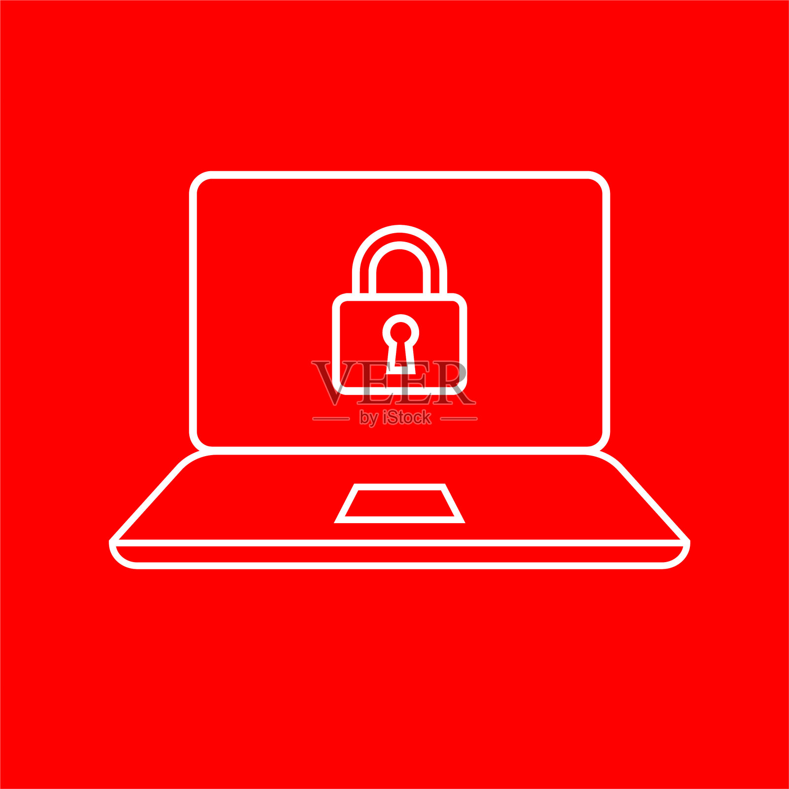 带锁定图标的笔记本电脑插画图片素材