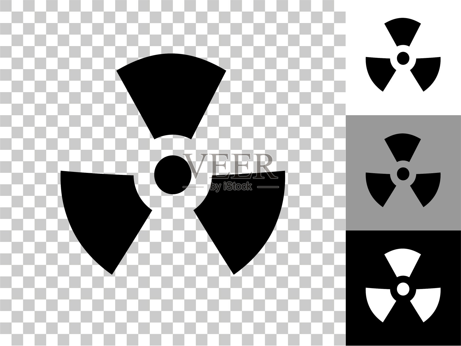 核标志图标在棋盘透明的背景插画图片素材