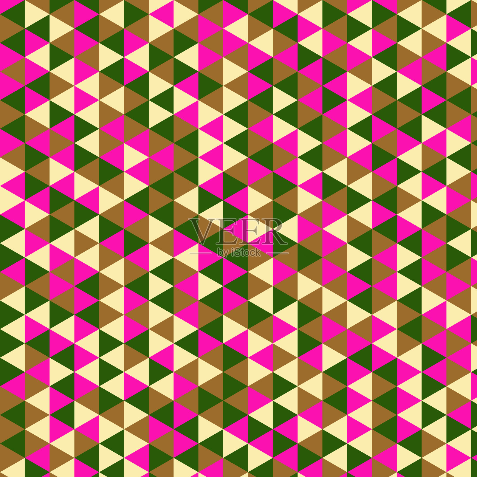 没有相同颜色的相邻三角形，没有间隙。等边三角形等边，可重复的图案背景插图。插画图片素材